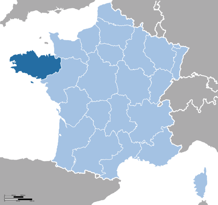 布列塔尼在法国的位置(其实布列塔尼这个地名源自英语的不列颠)