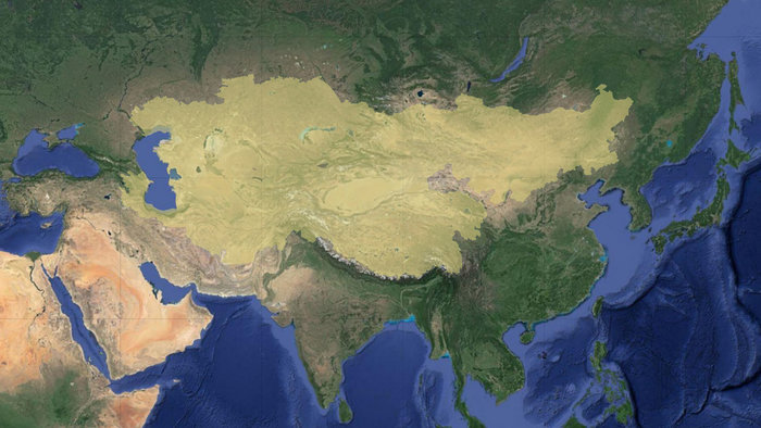 亚洲内陆大致范围-卫星图